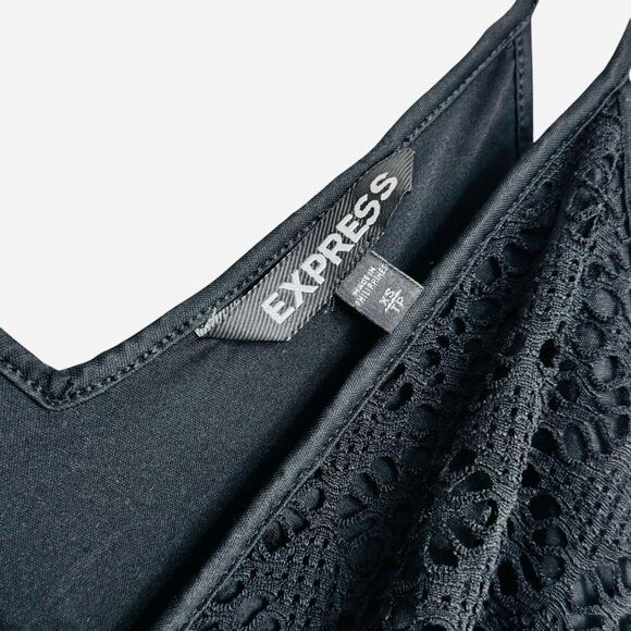 Express Cocktail Party Dress XS Spaghetti Strap V-Neck  Eyelet Lace Sun Dress - Picture 5 of 9